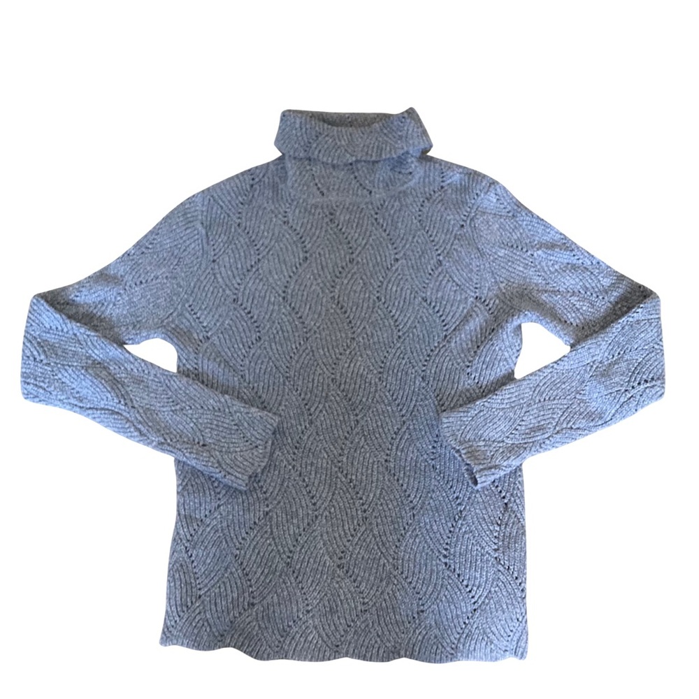 Sundance Periwinkle Blue Wavy Knit Turtleneck Sweater